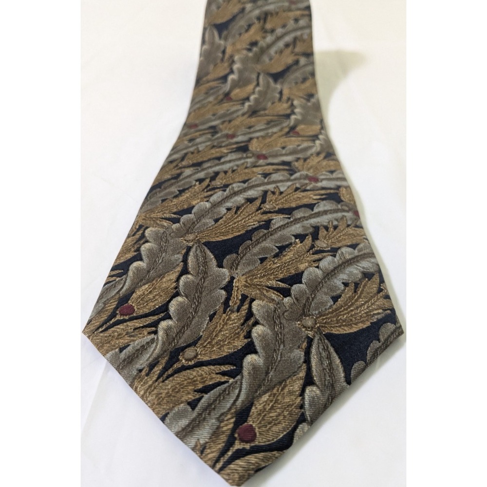 Vintage Bert Pulitzer Ancient Madder Silk Tie Leaf Fall Foliage Earthy 55x3.75